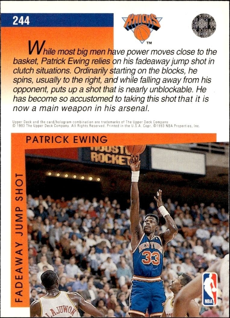 1993-94 Upper Deck Collector's Choice Patrick Ewing #244 basketball trading card back