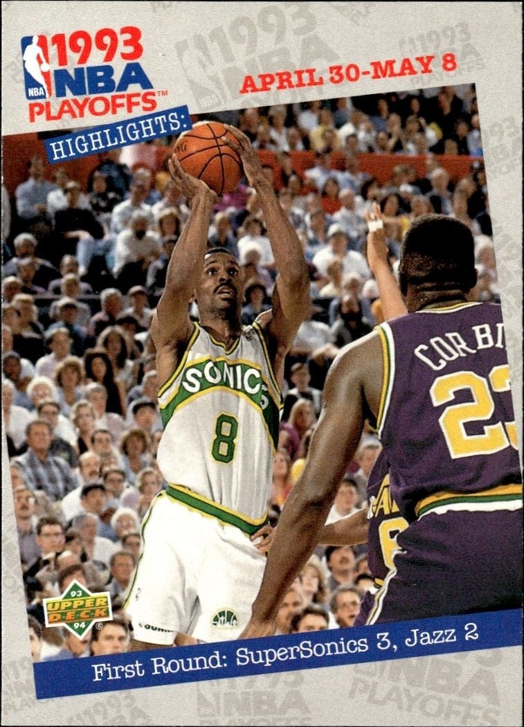 1993-94 Upper-Deck Collector's Choice First Round: SuperSonics 3, Jazz 2 #185 trading card