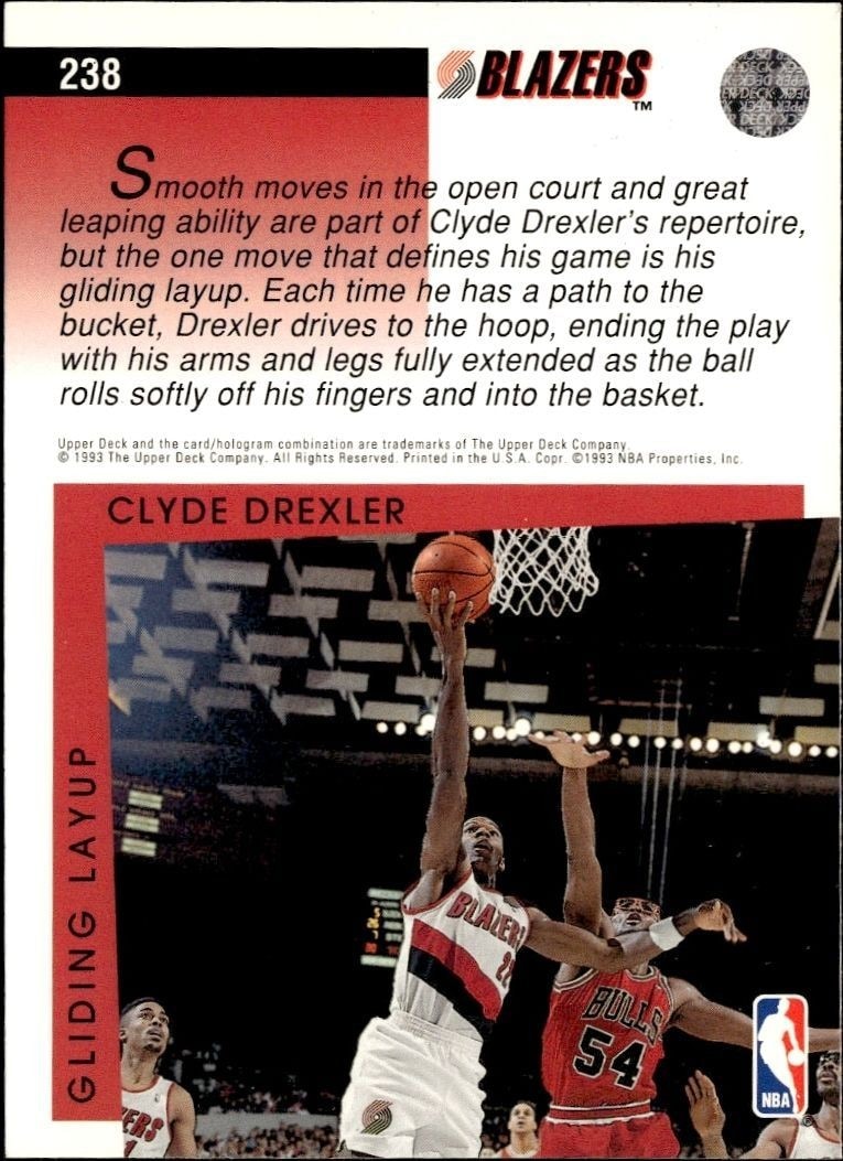 1993-94 Upper Deck Collector's Choice Clyde Drexler #238 basketball trading card back