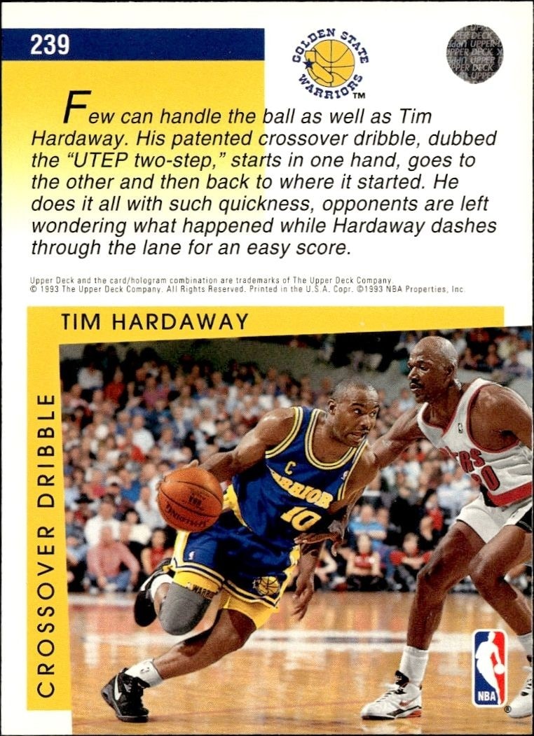 1993-94 Upper Deck Collector's Choice Tim Hardaway #239 basketball trading card back
