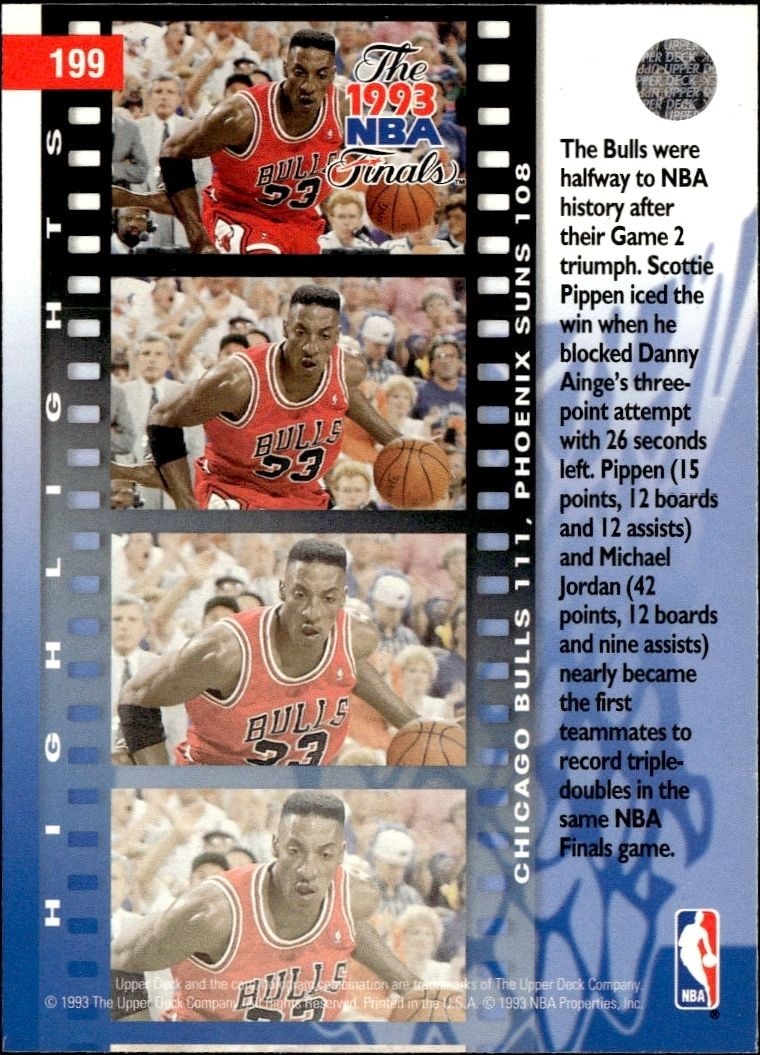 1993-94 Upper Deck Collector's Choice Scottie Pippen #199 basketball trading card back