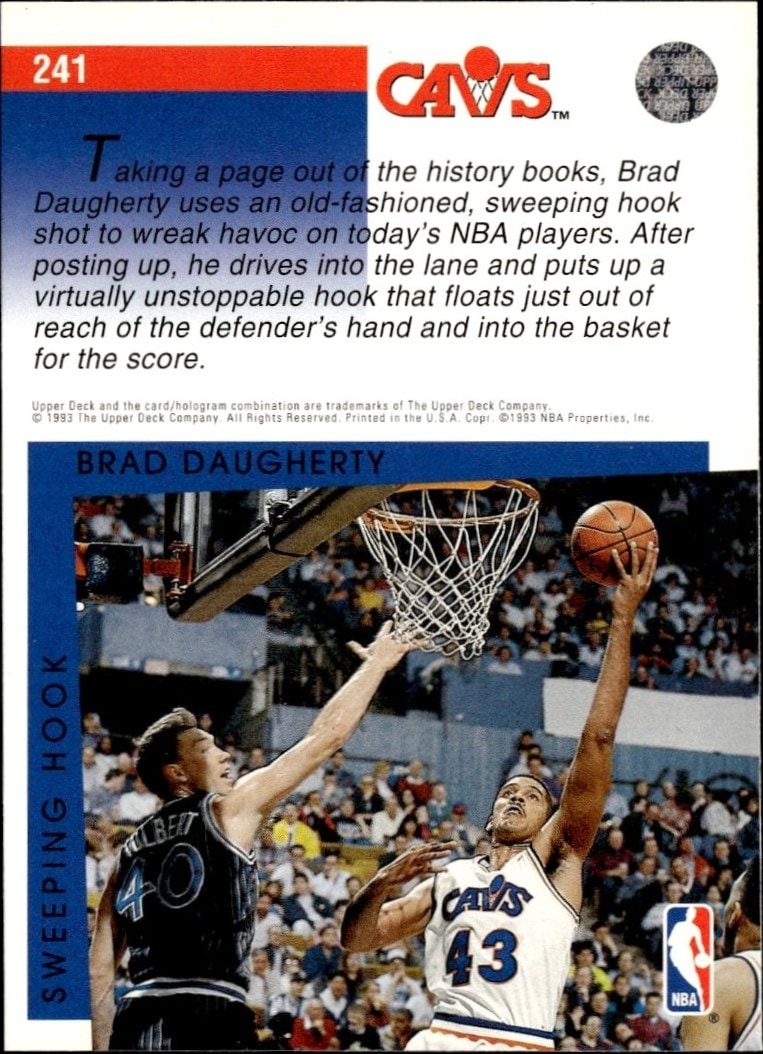 1993-94 Upper Deck Collector's Choice Brad Daugherty #241 basketball trading card back