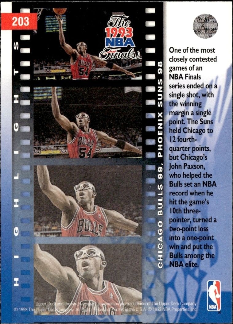 1993-94 Upper Deck Collector's Choice Horace Grant #203 basketball trading card back