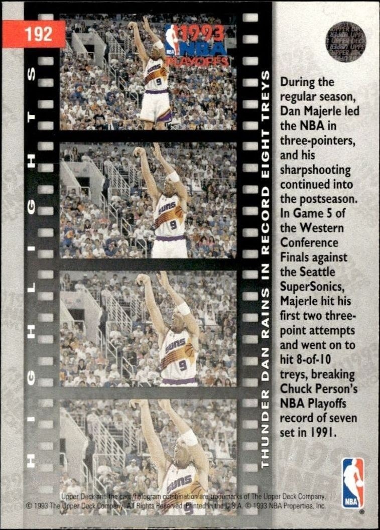 1993-94 Upper Deck Collector's Choice Dan Majerle #192 basketball trading card back