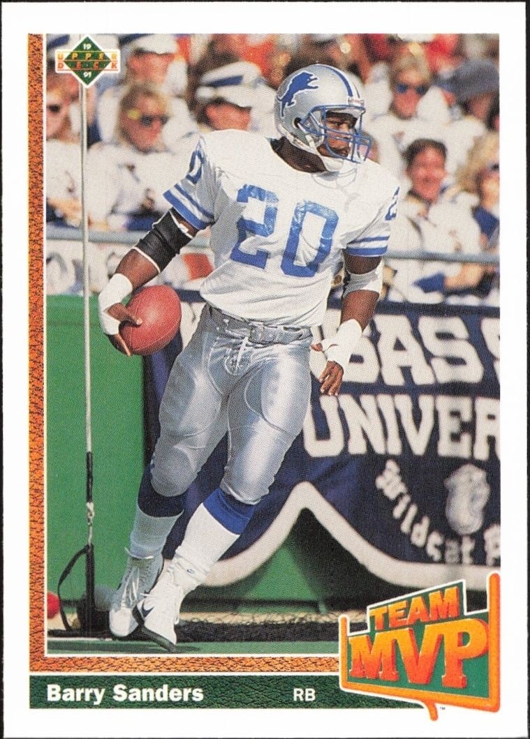 1991 Upper-Deck Barry Sanders #458 trading card