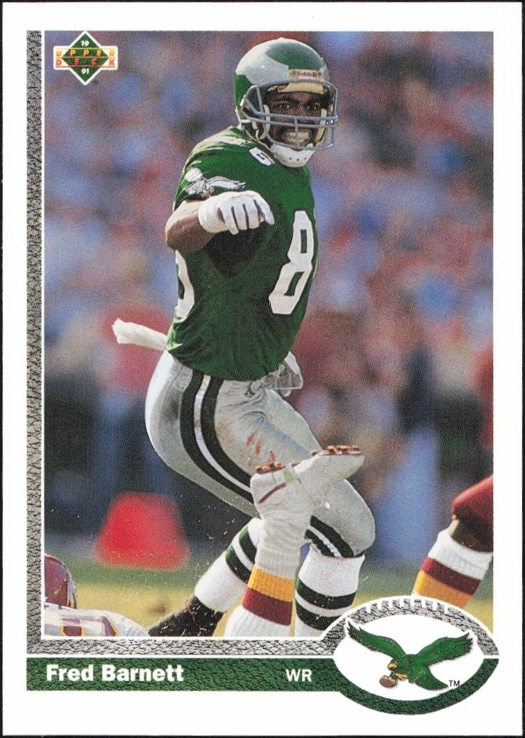 1991 Upper-Deck Fred Barnett #357 trading card