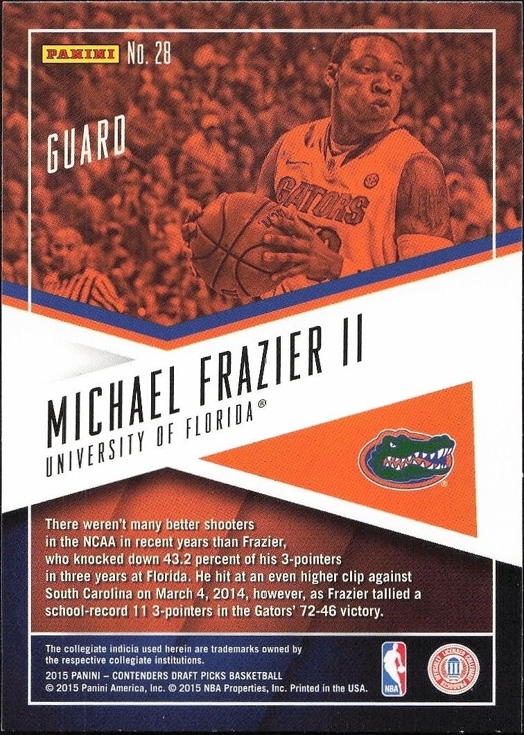 2015-16 Panini Contenders Draft Picks Michael Frazier II #28 basketball trading card back