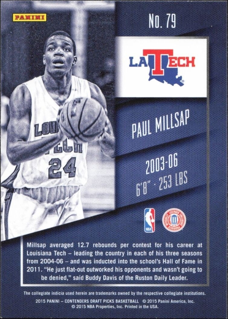 2015-16 Panini Contenders Draft Picks Paul Millsap #79 basketball trading card back