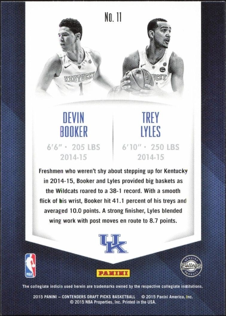 2015-16 Panini Contenders Draft Picks Devin Booker #11 basketball trading card back