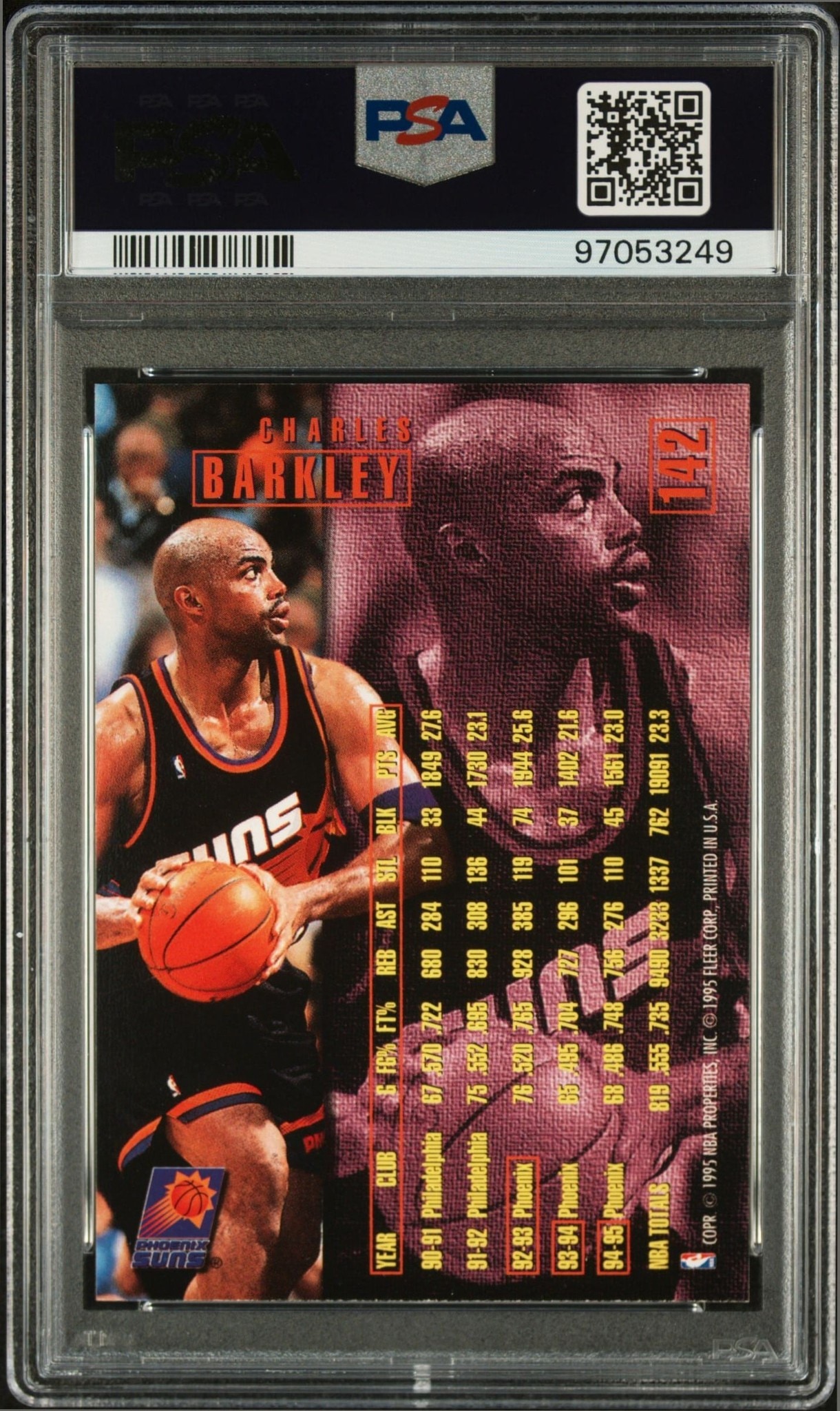 1995-96 Fleer Charles Barkley #142 basketball trading card back