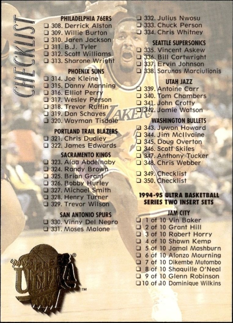 1994-95 Fleer Ultra Checklist #350 trading card