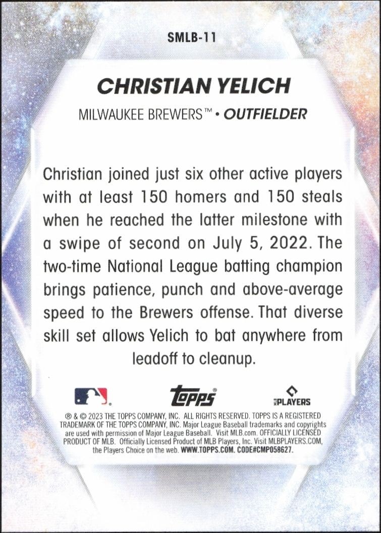 2023 Topps Christian Yelich #SMLB-11 baseball trading card back