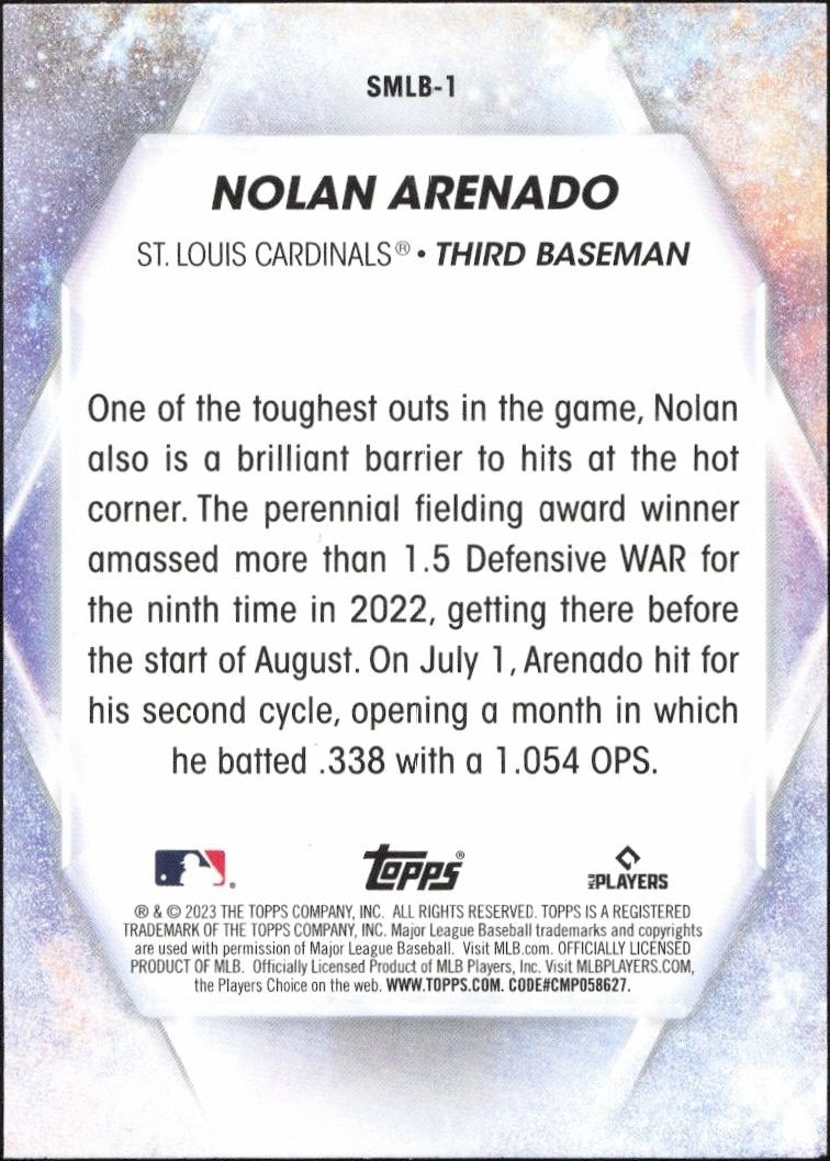 2023 Topps Nolan Arenado #SMLB-1 baseball trading card back