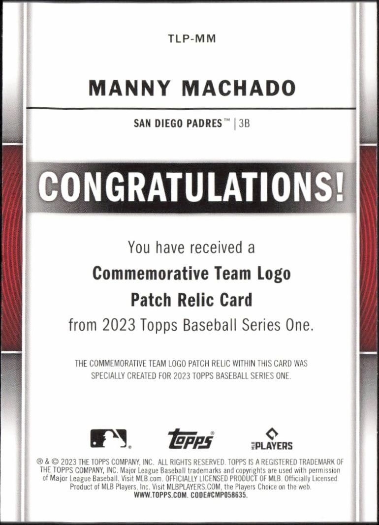 2023 Topps Manny MacHado #TLP-MM baseball trading card back