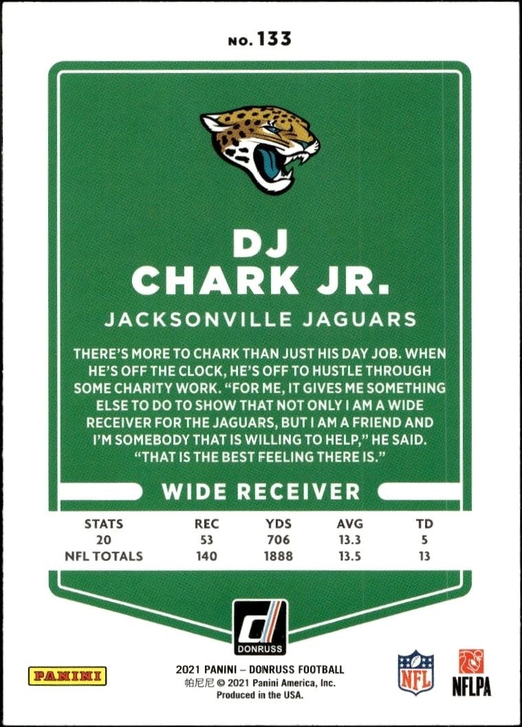 2021 Donruss DJ Chark Jr. #133 football trading card back