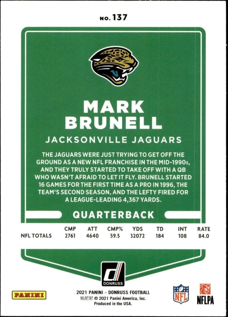 2021 Donruss Mark Brunell #137 football trading card back