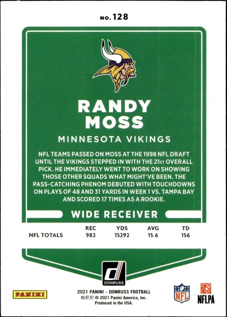 2021 Donruss Randy Moss #128 football trading card back