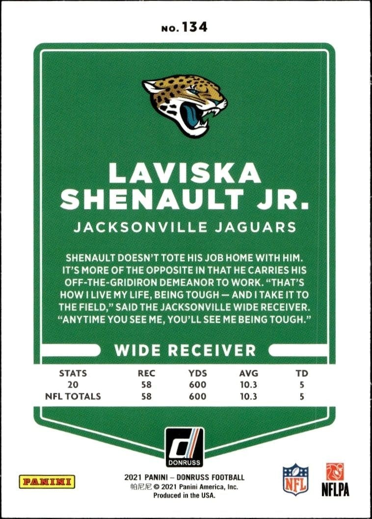 2021 Donruss Laviska Shenault Jr. #134 football trading card back