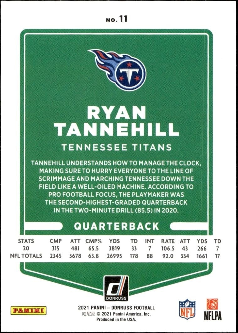 2021 Donruss Ryan Tannehill #11 football trading card back