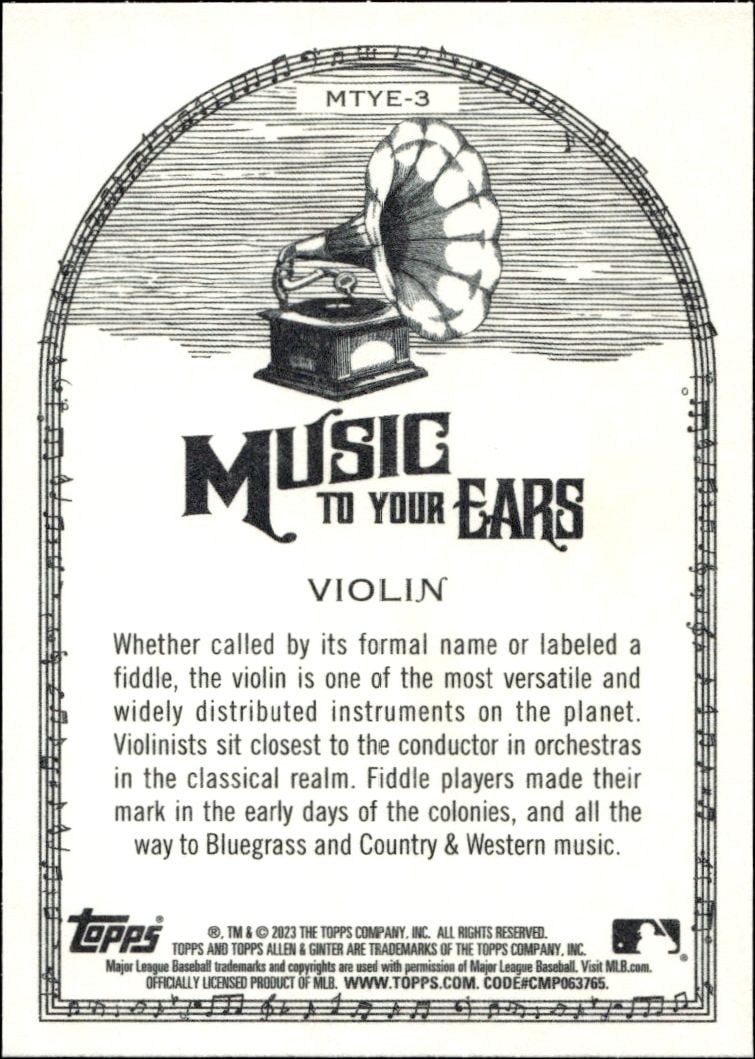 2023 Topps Allen & Ginter Violin #MTYE-3 baseball trading card back