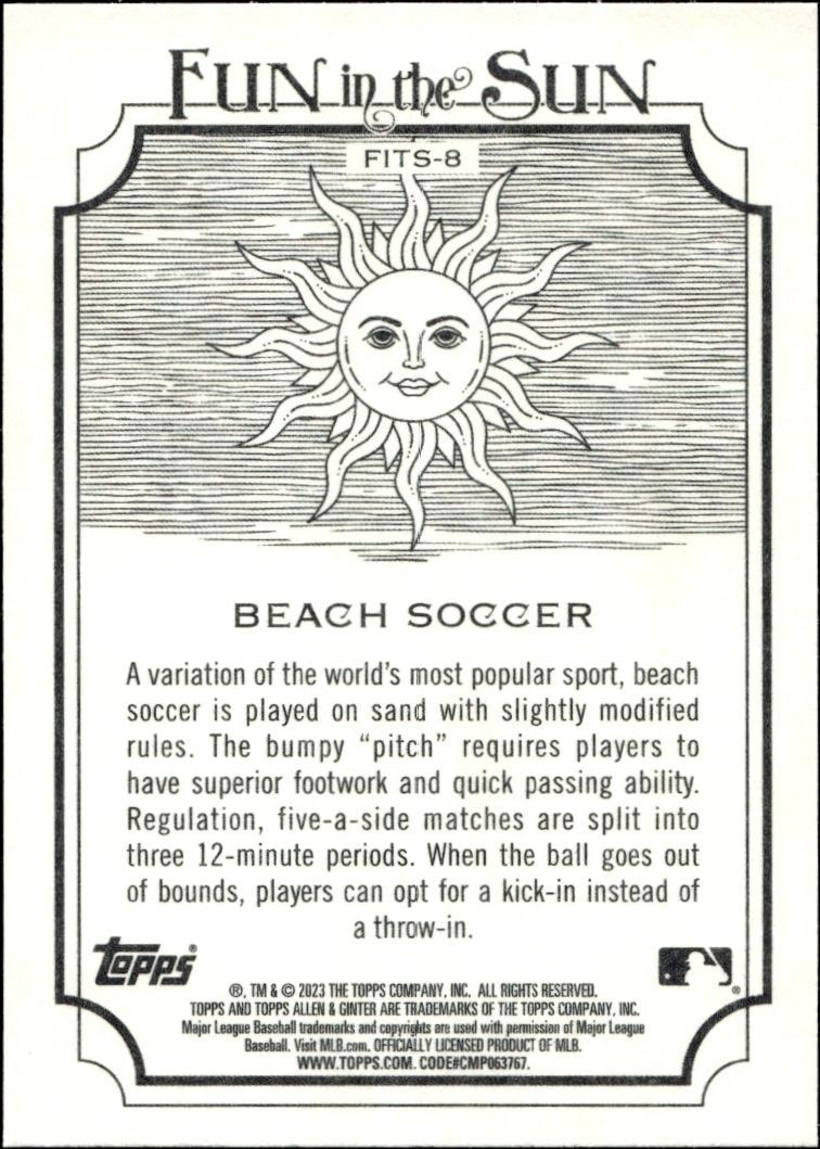 2023 Topps Allen & Ginter Beach Soccer #FITS-8 baseball trading card back