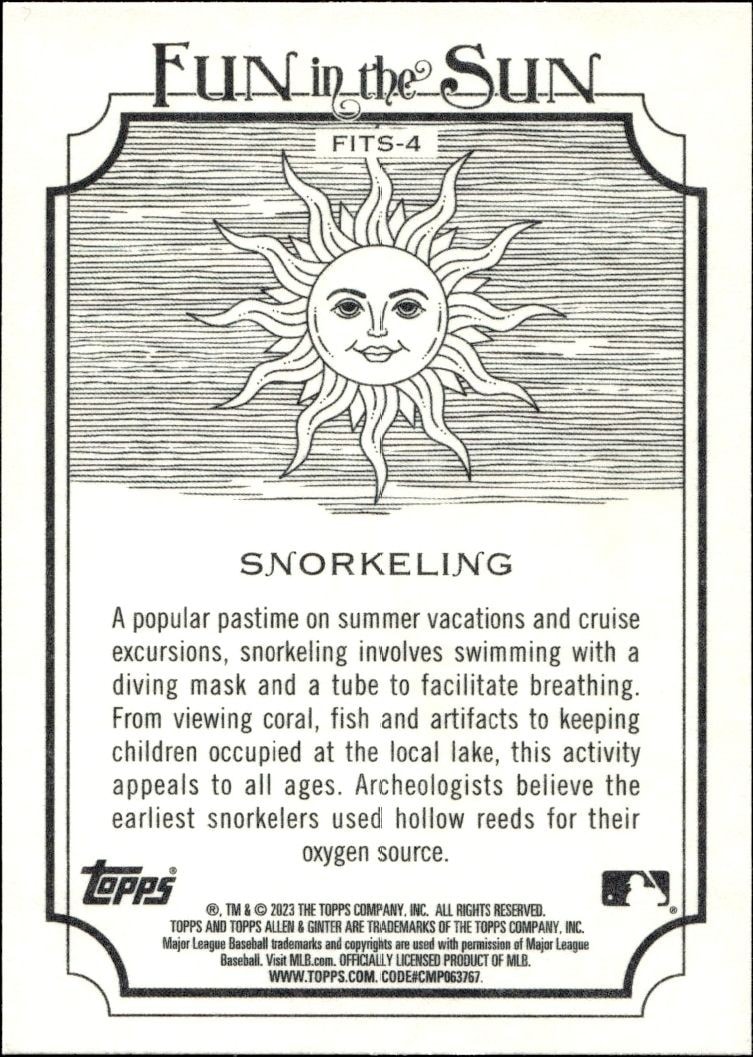 2023 Topps Allen & Ginter Snorkeling #FITS-4 baseball trading card back