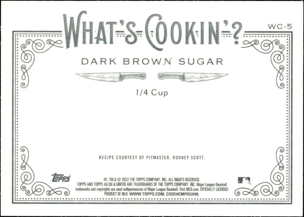 2022 Topps Allen & Ginter Dark Brown Sugar #WC-5 baseball trading card back