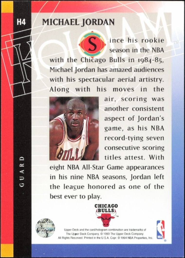 1993-94 Upper Deck Holojam Michael Jordan #H4 basketball trading card back