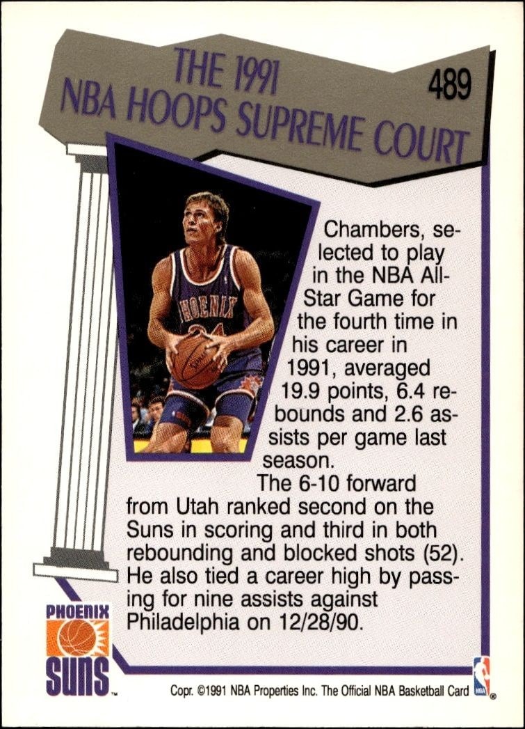 1991-92 Skybox NBA Hoops Series 2 Tom Chambers #489 basketball trading card back
