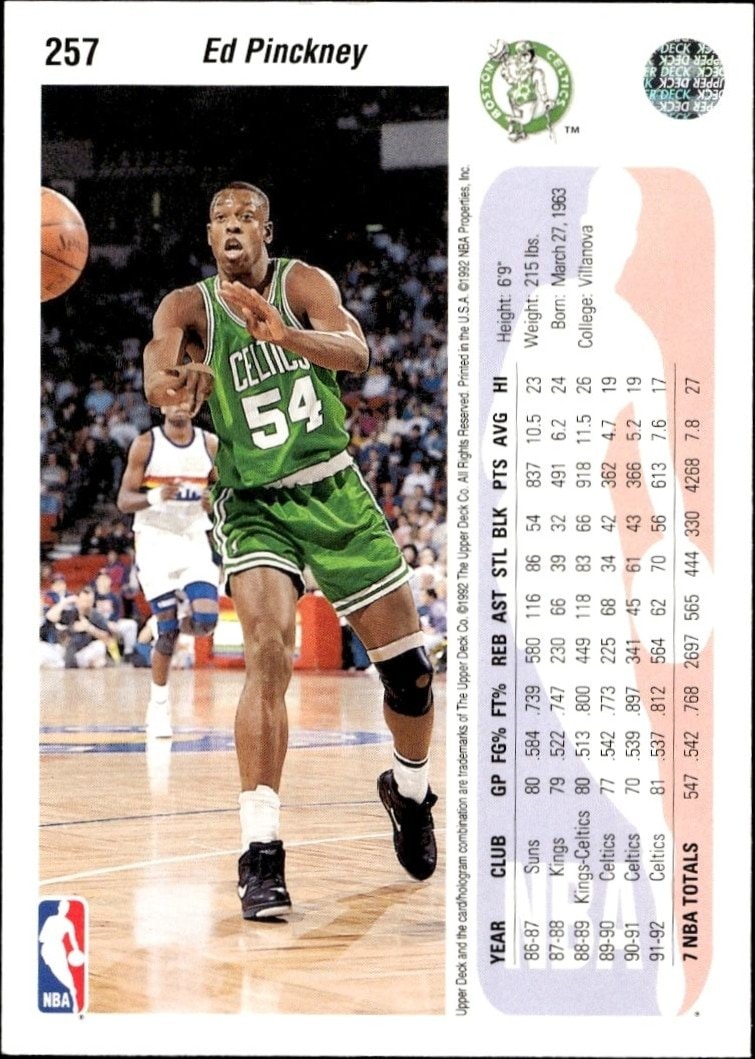 1992-93 Upper Deck Ed Pinckney #257 basketball trading card back