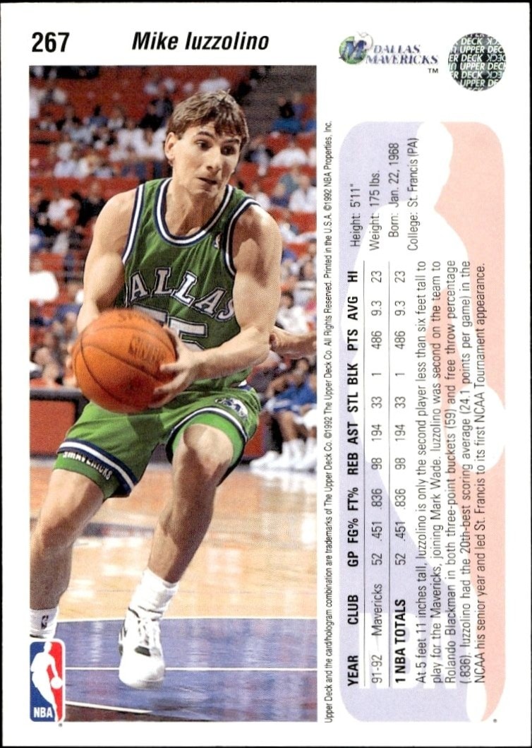 1992-93 Upper Deck Mike Iuzzolino #267 basketball trading card back