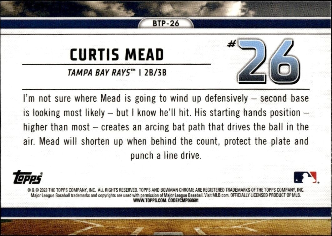 2023 Bowman Curtis Mead #BTP-26 baseball trading card back