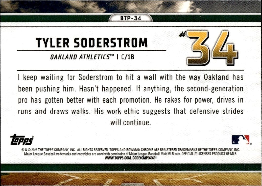 2023 Bowman Tyler Soderstrom #BTP-34 baseball trading card back