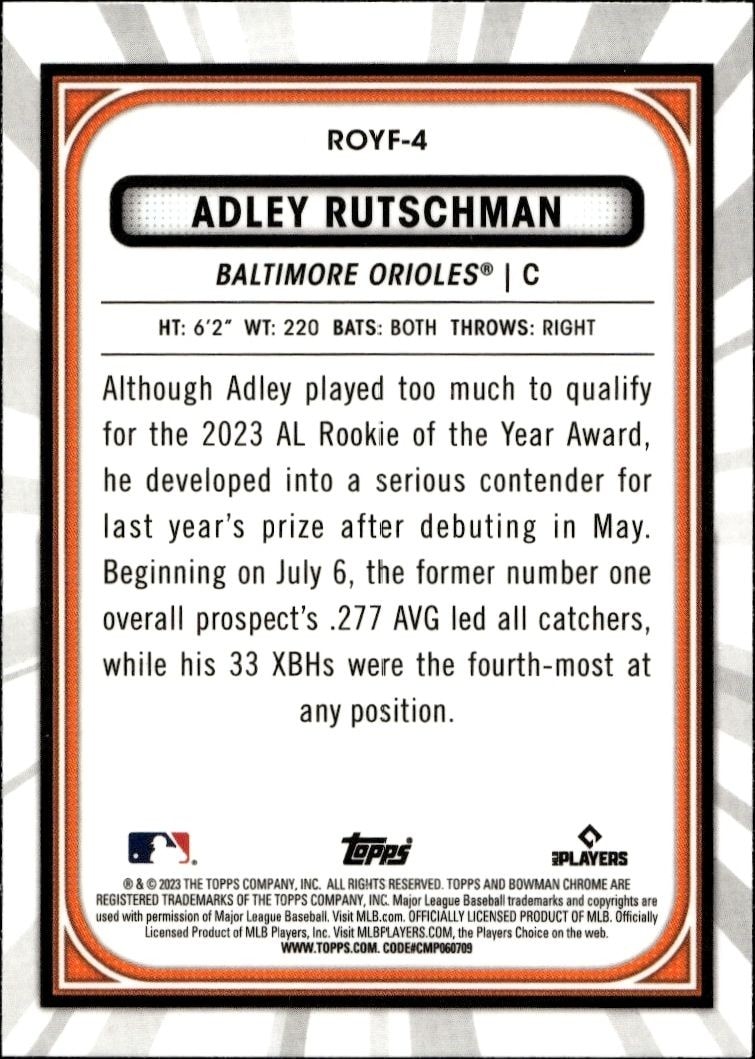 2023 Bowman Vaughn Grissom #ROYF-8 baseball trading card back