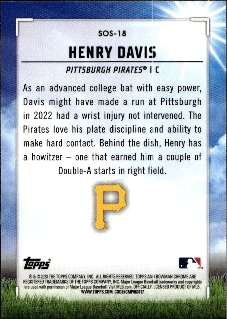 2023 Bowman Henry Davis #SOS-18 baseball trading card back