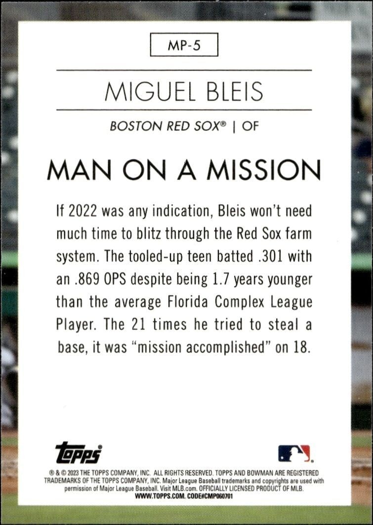 2023 Bowman Miguel Bleis #MP-5 baseball trading card back