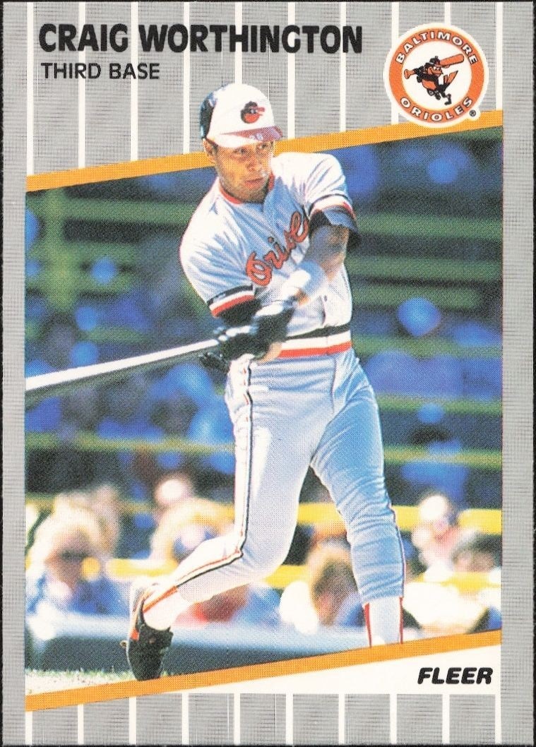 1989 Fleer Craig Worthington #627 trading card