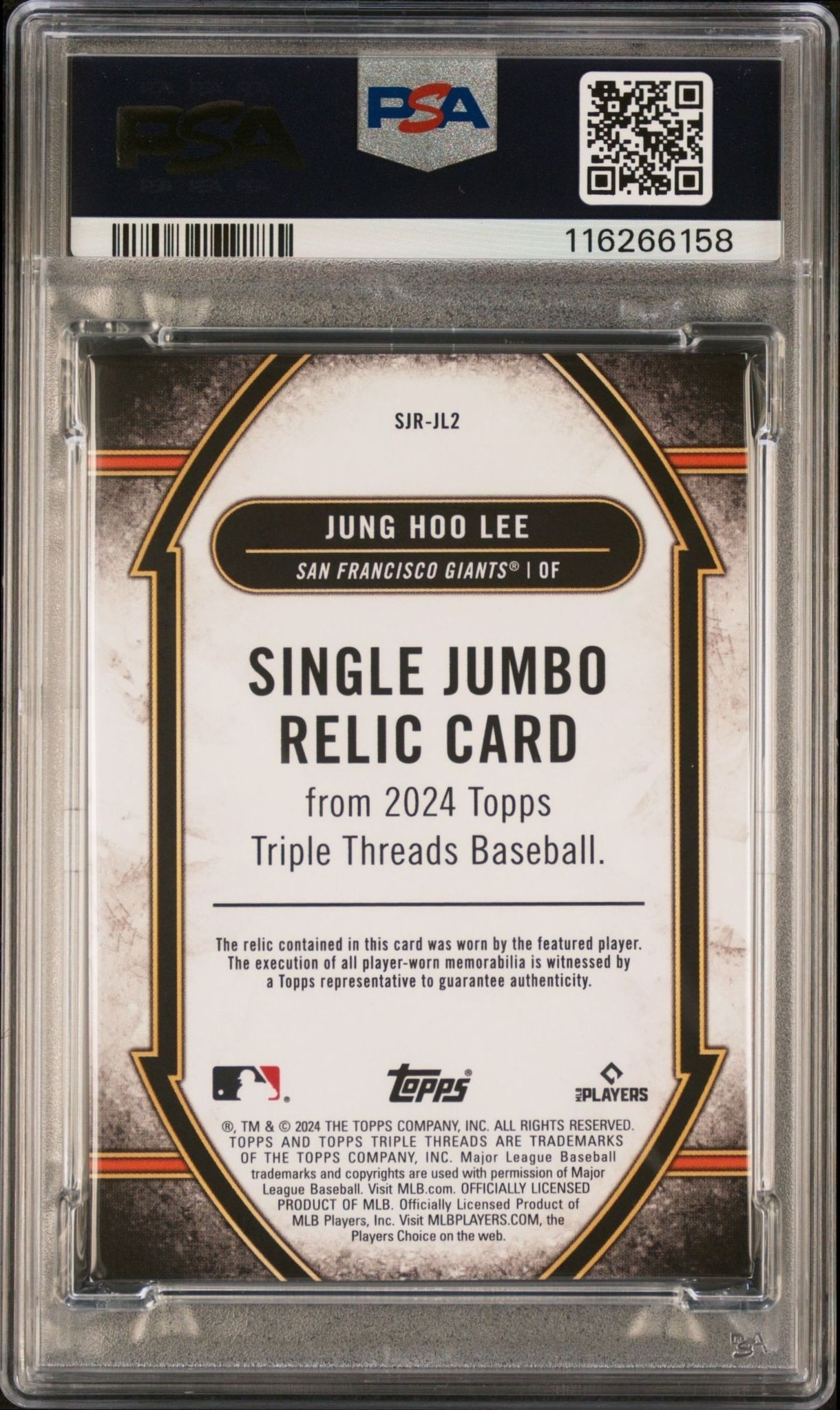 2024 Topps Triple Threads Jung Hoo Lee #SJR-JL2 baseball trading card back