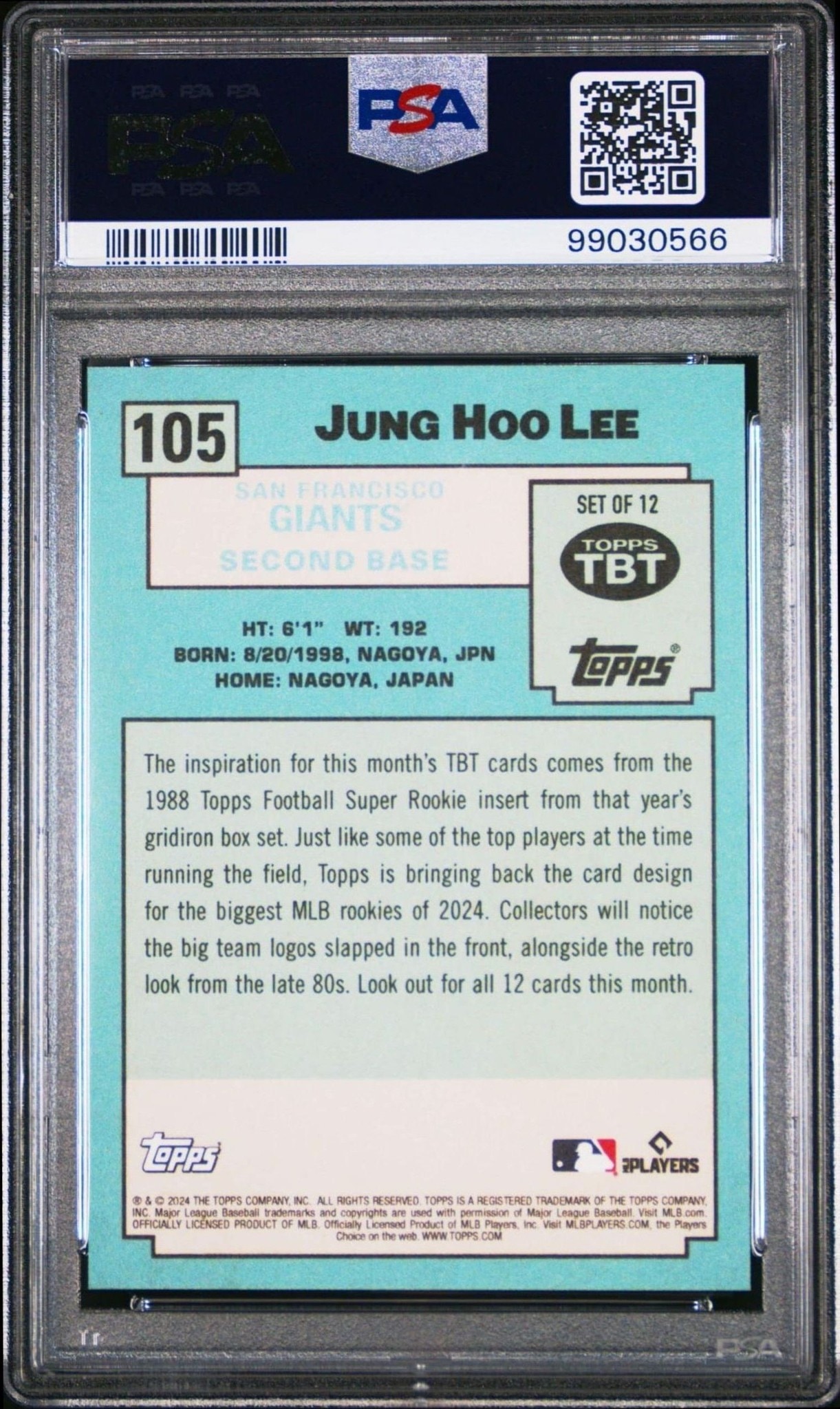 2024 Topps Jung Hoo Lee #105 baseball trading card back