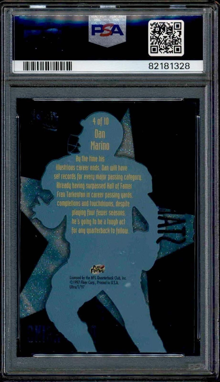 1997 Fleer Ultra Dan Marino #4 football trading card back