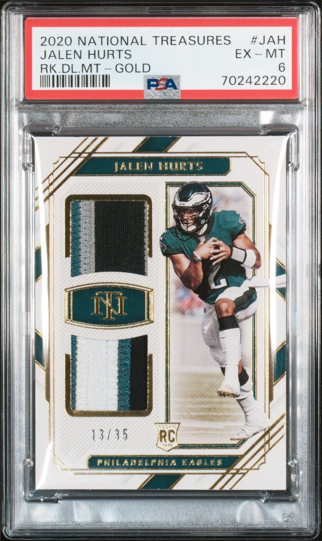 2020 Panini National Treasures Jalen Hurts #RDM-JAH trading card