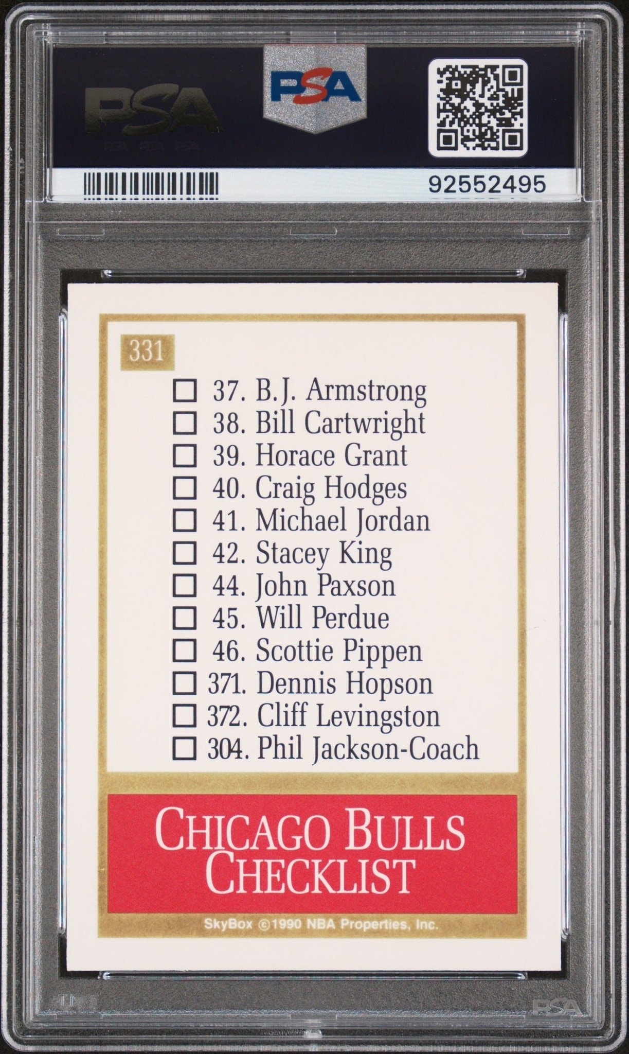 1990-91 Skybox Chicago Bulls #331 basketball trading card back