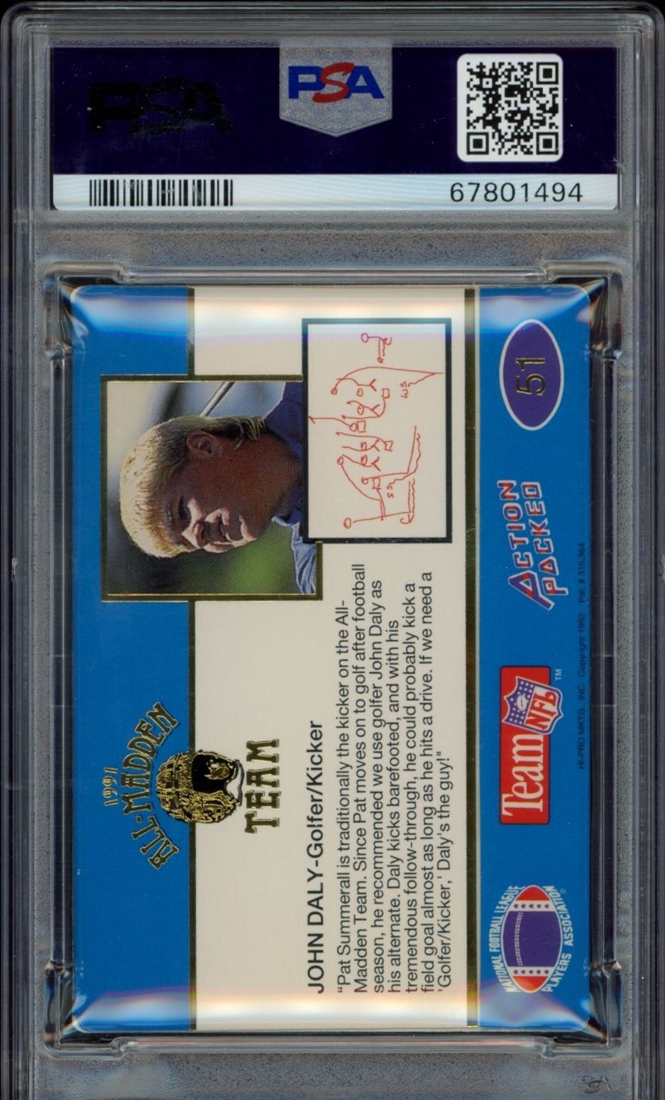 1991 Action Packed All-madden John Daly #51 golf trading card back