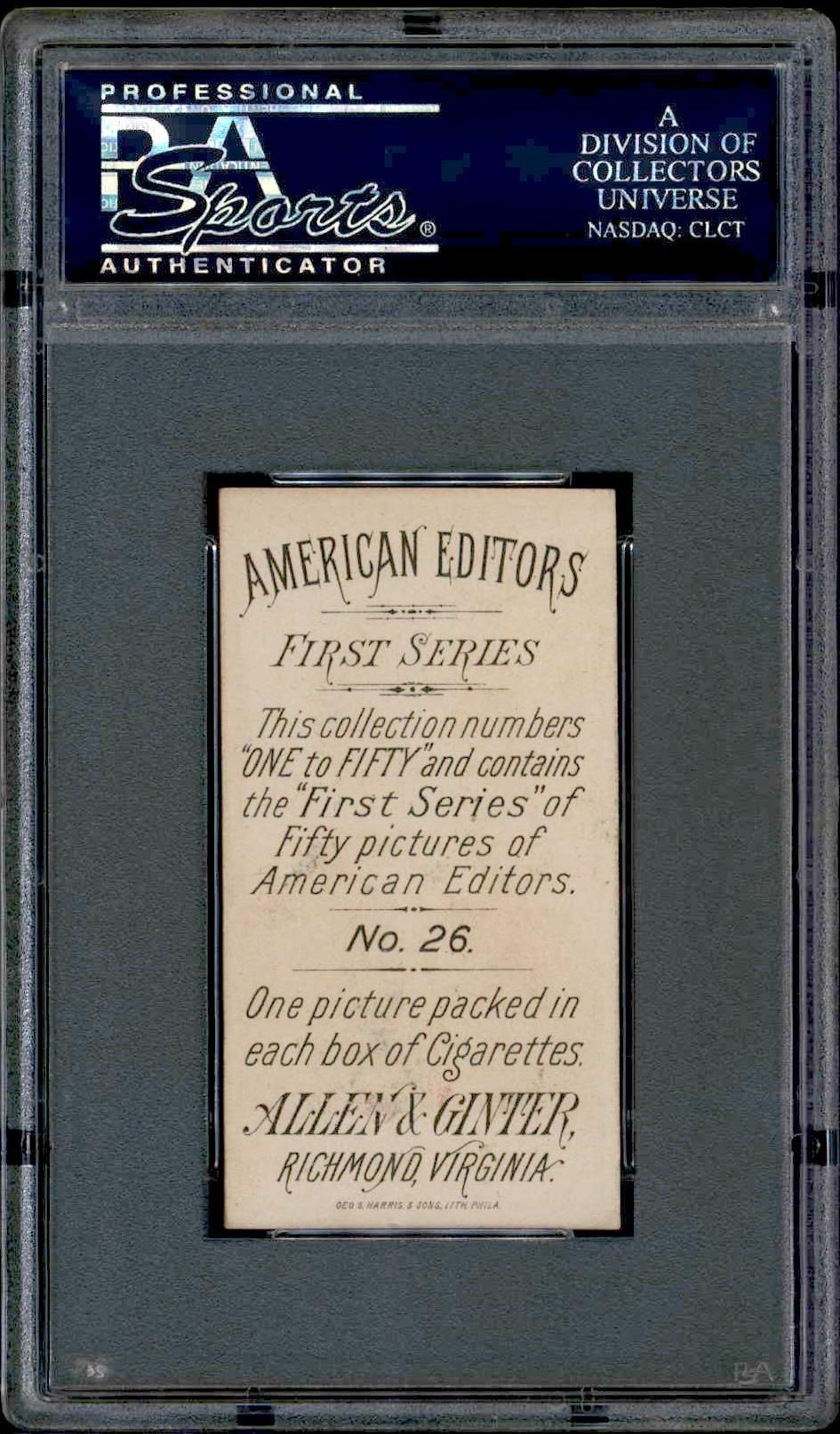 1887 Topps Allen & Ginter George R. Jones #26 baseball trading card back