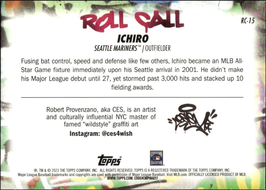 2023 Topps Big League Ichiro Suzuki #RC-15 baseball trading card back