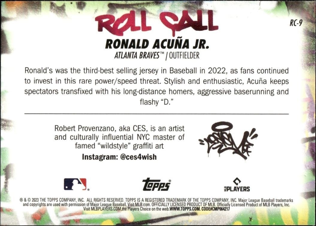 2023 Topps Big League Ronald Acuna Jr. #RC-9 baseball trading card back