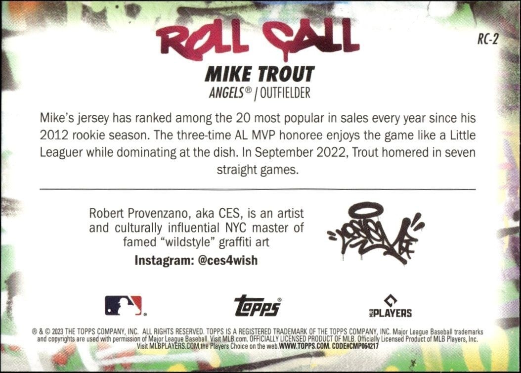 2023 Topps Big League Mike Trout #RC-2 baseball trading card back