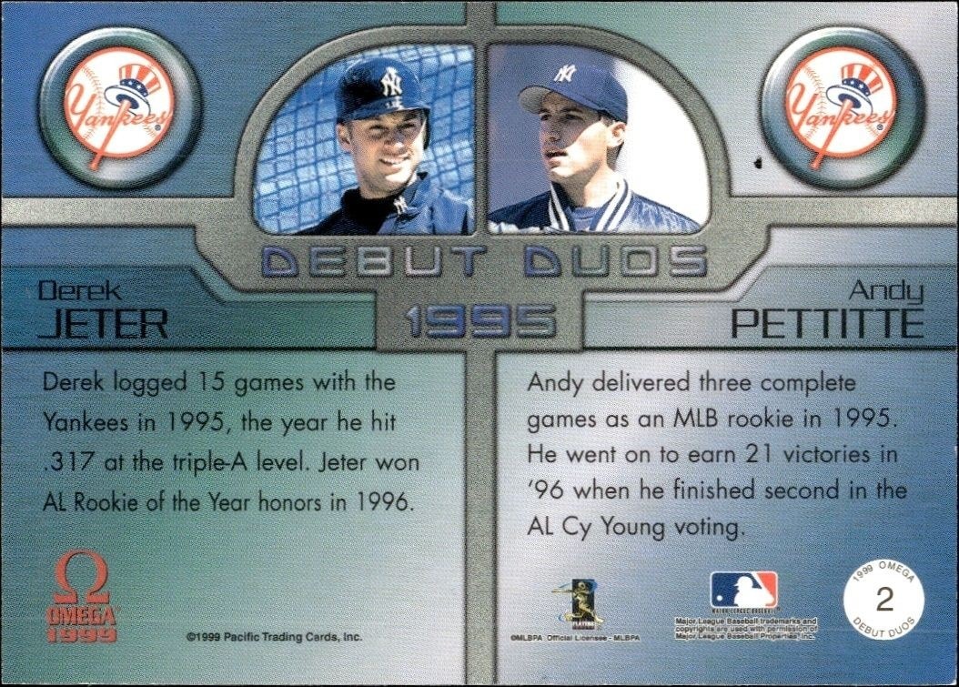 1999 Pacific Omega Derek Jeter #2 baseball trading card back
