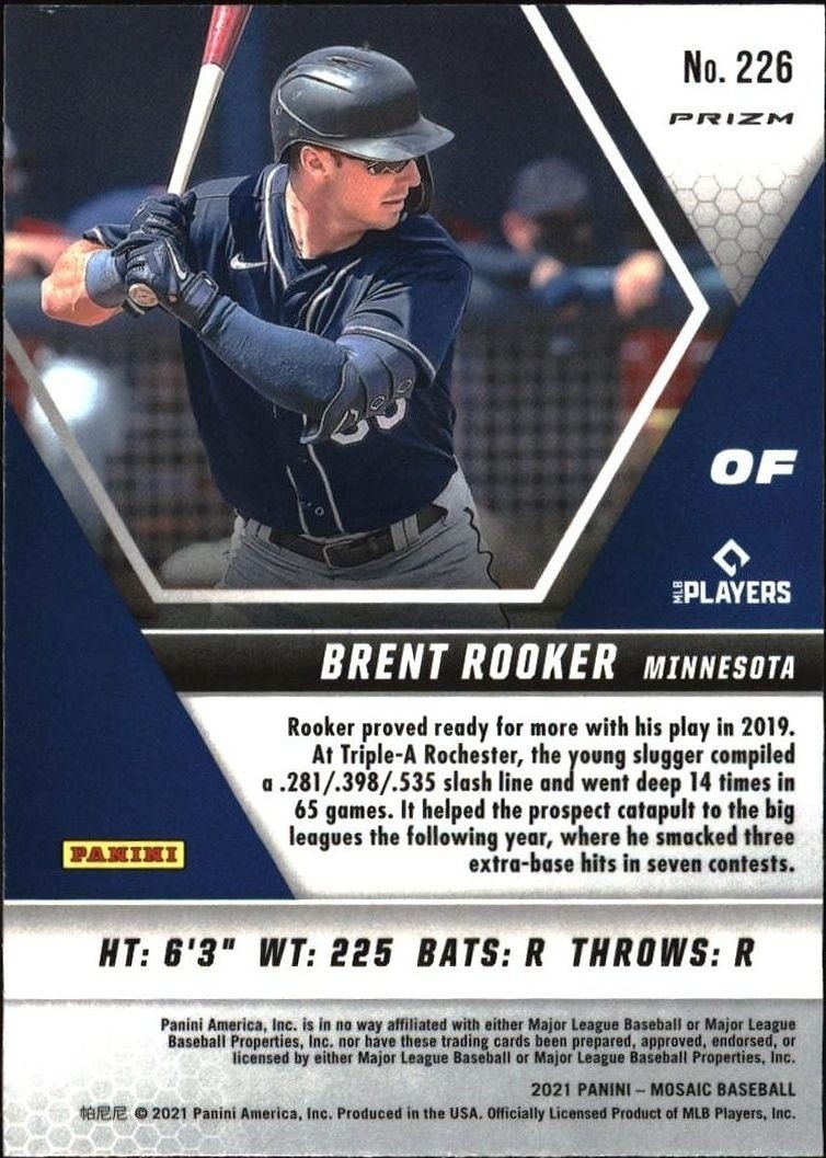 2021 Panini Mosaic Brent Booker #226 baseball trading card back