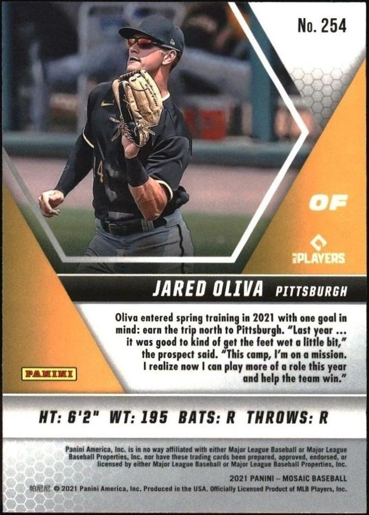 2021 Panini Mosaic Jared Oliva #254 baseball trading card back
